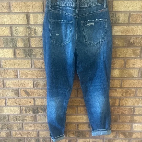 KanCan Distressed Dark Blue Boyfriend Jeans - Picture 3 of 4